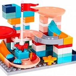Bluebell Building Blocks Marble Run Slide Mini Size Set Small Block Gift for Kids Compatible Park Race Track Tiles Toy Child Kids Boys Slide Girls (Multi Color)-83