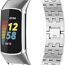 AISPORTS Compatible with Fitbit Charge 6/5 Band for Women, Crystal Bling Glitter Diamond Rhinestones Adjustable Metal Wristband Bracelet Replacement Band for Fitbit Charge 6/5 Activity Tracker-11