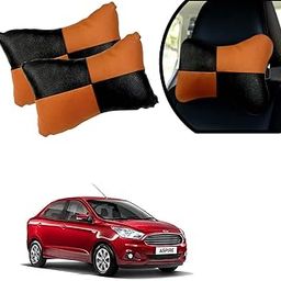 Kandid Orange Neck Rest Soft Cushion in Leatherette Material Check Design for Car_189-image-8