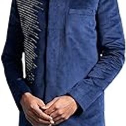Men's Velvet Sherwani Only Top - Velvet Embroidered Indo Western-image-20