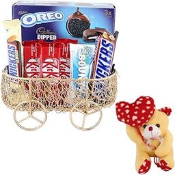 SFU E Com Beautiful Choco Combo Best Gift Hamper | Valentine Heart Teddy Bear With Chocolate Combo | Valentine Chocolate Hamper | 946-8
