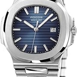 Watches For Men Automatic Self-Winding Mechanical Analog Watch Waterproof Anti Shock Luminous Business Wristwatch Adjustable Stainless Steel Band Blue Dial-image-16
