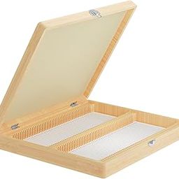 100 Place Microscope Slide Wooden Box, Vabiooth Hinged Storage Microscope Slide Holder Case with Cork Lining and Clasp-image-6