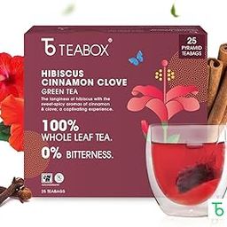 Teabox Hibiscus Cinnamon Clove Green Tea Bags 25 pcs | 100% Natural Hibiscus, Cinnamon & Clove-image-38