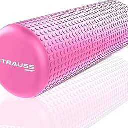 Strauss Yoga Foam Roller | Deep Tissue Massage Roller for Knee Exercise, Muscles Recovery & Physiotherapy | Home Gym Fitness Equipment for Full Body Relaxation and Flexibility | 45cm,(Pink)-14