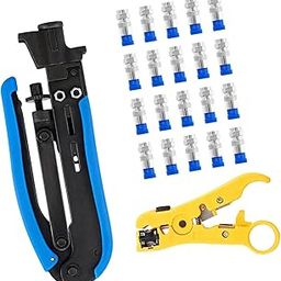 ATORSE Coaxial Compression Tool Premium with 20 F Connectors Coax Cable Crimper Kit Blue F Connector-image-51