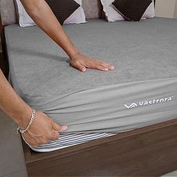 Vastrora Premium 100% Waterproof Mattress Cover | Ultra Soft Breathable & Fitted Bed Protector (Gray, 72x72 Inches | 6x6 Feet)-image-92