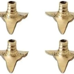 SHREEVARI Brass Wick Holder Stand 1 Inch Set of 4 | Vathi Stand | Bathi Stand | Deepam Stand | Vilakku Stand | Lavangam Stand | Thiri Stand. (Heavy Quality)-image-1