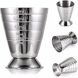 JERN Stainless Steel Cocktail Jigger 75ml/2.5oz Bar Jigger Bell Jigger Measuring Liquor Shot Cup Drink Mixer Measurer (Silver)-image-65