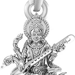 Sterling Silver (92.5% purity) Goddess Maa Saraswati Pendant for Men & Women Pure Silver Lorddess Maa Saraswati Locket for Good Health & Wealth-image-7