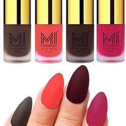 MI FASHION Velvet Matte Nail Polish Combo Pack Trendy And Stylish Colours 9.9ml Coffee, Neon Orange, Wine, Pink (Pack Of-4)-image-49