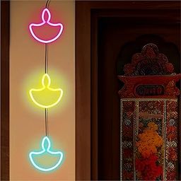 ZOCI VOCI Neon Diya String for Diwali Light Decoration - LED Neon Strip Rope Lights for Home Decor | Neon Light Toran For Diwali Decoration, Indoor Outdoor | Electric AC Plug (Multicolor, Set of 3)-image-94