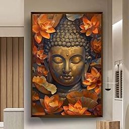 Artsense buddha Painting for wall decoration Abstract wall painting for living room big size painting for home decoration with frame-Multicolor -20x30 inches/(50x71cm)-image-79