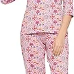clovia Women's Cotton Pretty Florals Print Top & Pajama Set in Purple-picture-42