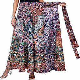 Premium Cotton Wraparound Skirt for Women (Dark Blue 3, Free Size)-image-13