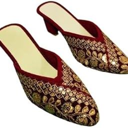 Velvet Jutti Attractive Floral Designer Hand Embroidered Ethnic Comfortable Heel For Women's Special Occasion Wear Sandals-image-38