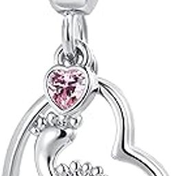 Footprint Heart Cubic Zirconia Love Family Charm for Pandora Bracelet Mom Love Gift-picture-29