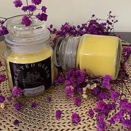 Yakini Glass Jar Scented Candle, Pack of 2, 100g Soy Wax Each, 20 Hours Burn Time (Lemon)-image-2
