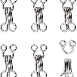 Honbay 100 Sets 17mm Silver Metal Hook and Eye Closures Sewing Hooks and Eyes for Bra and Clothing-19