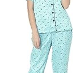 smarty pants Women's Silk Satin Green Color Floral Print Night Suit.-picture-21