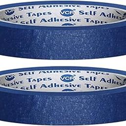 VCR Blue Masking Tape - 20 Meters in Length 12mm / 0.5" Width - 2 Rolls Per Pack - Easy Tear Tape, Best for Carpenter, Labelling, Painting and leaves no residue after a peel.-23