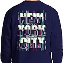 Winter Sweatshirt for Men New York City Multicolor Typographic Crew Neck Cotton Blend Full Sleeve Oversized Sweatshirt-image-13