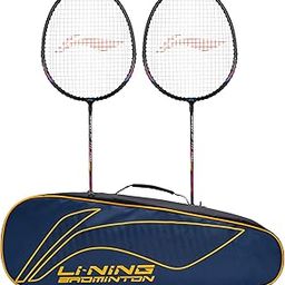 Li-Ning XP 777 Pro Strung Badminton Racket (2xrackets + 1 Kit Bag, Black/Pink/Blue), Aluminium-picture-12