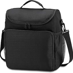 MARINE PEARL Insulated Lunch Bag, Large Capacity Thermal Cooler Tote, Leakproof, Black (Black)-image-91