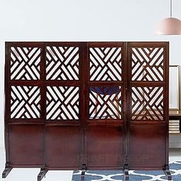 CRAFT DECOR Wooden Room Partition for Living Room, Wood Screen Separator, Wall Dividers 4 Panels With Stands for Bedroom/Office/Restaurant/Hall (Brown)-image-48