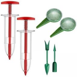 ATORSE 3xHandheld Seeds Dispenser Garden Seedling Tool Sower Seeder Tool for Garden Red and Green-image-18