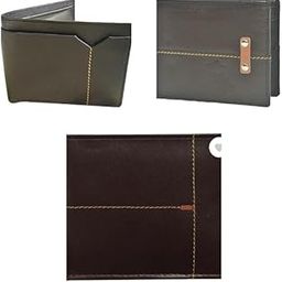 Leather Blue Wallet for Men - Bifold Contrast Stitch Men's Wallet Pack of 3-image-82