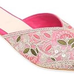 BIG SIZE Women's Slip-Ons Floral Embroidered Ethnic Block Heel jutis sandals | Ethnic Jutis, Festive Occasions Jutis for Women | Heel Height: 1 Inches-image-35