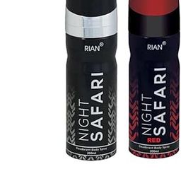 RIAN Night Safari & Night Safari Red Deodorant Body Spray Combo, 400ml(200mlx2)-12