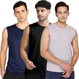 JANGOBOY Men's Dryfit Active Performance Solid Round Neck Sleeveless Polyester T-Shirt-image-42
