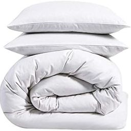 3 PC Duvet Cover with Zipper Closure - Rajai Cover , Quilt Cover , Blanket Cover Set- 100% Egyptian Cotton, 400 Thread Count - White Solid- Double Size (88X88 Inch)-image-6