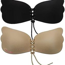 Invisible Bra Silicone Gel Self-Adhesive Stick On Push Up Bra Strapless Women's Bra Self Backless Invisible Adhesive Bra Non-Padded Wire-Free Women's Bra (3.PCS) Multicolour-picture-3
