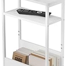 Indian Decor 99734 Narrow Side Table for Small Spaces 7.1", 3 Tier Small End Table with Magazine Holder, Slim/Skinny Nightstand/Bedside Table for Living Room, Bedroom, 15.4" L x 24.2" H, White-image-26