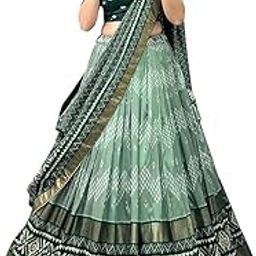 Women's Lehenga Choli | Tussar Silk With Patola Print With Foil Work For Women Solid Patola Print And Foil Work Lehenga-image-96