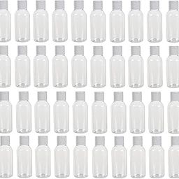 HARRODS Empty Refillable Round Plastic Bottles with Flip Top Caps (White, 100 ml), Set of (20)-1
