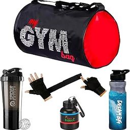 Gym Bag Combo for Men Gym Bag with Shoe Compartment and Shaker Bottle Sipper Bottle Gym Gloves Whey Container Gym kit for Men and Women Gym Bag & Fitness Kit & My Gym Bag Combo-74