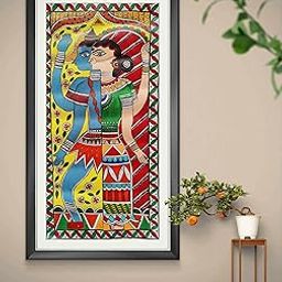 BHARAT ART BAZAAR | Handmade Ardhanarishvara Madhubani Painting - Traditional Indian Folk Art for Home Decor | Handcrafted Home D�cor Wall Art (Handmade Artwork) | 12" x 24"-picture-5