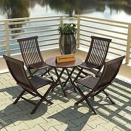 KINGS HOME FURNITURE Sheesham Wood Foldable Patio Dining Set for Balcony Garden and Outdoor, 4 Chairs and Table - Walnut Finish-image-43