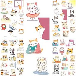 rukis 55 Pcs Aesthetic Cat Stickers – Large 5cm Waterproof Vinyl, Self-Adhesive, Artistic & Vibrant for Laptops, Mobiles, Journaling, Decor, Gifts, and Bikers – Gloss Finish, Precut (The Paw World)-image-39