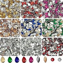 INDIKONB Multicolor Rhinestones Flatback Pastable Kundan Stones Gemstones and Crystals for Art and Crafts, Jewellery Making, Clothes, Embroidery Material DIY kit | Flat Stone - FS02 |-image-36