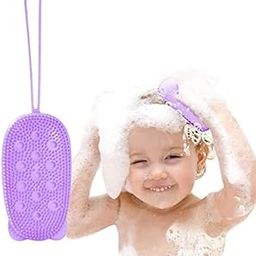 GLOWMART (Pack of 2) Soft Silicone Bath Body Brush with shampoo Dispenser Double Sided Foaming Shower Sponge Cleaning Body Massage Scrub Gloves For Kids Baby and Adults Bath Tools (Multi Color)-image-64