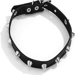 Black Faux Leather Metal Spike Choker Necklace for Women & Girls | Necklace for Women-image-59