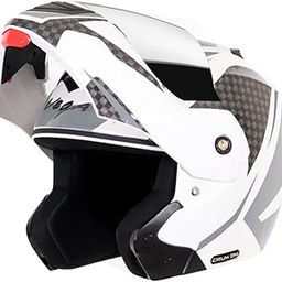 Vega Crux Dx Checks Flip-Up Full Face Helmet White Silver, Size: M(57-58 cm)-image-2