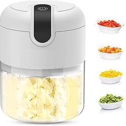 Rechargeable Mini Electric Chopper - Stainless Steel Blades, One Touch Operation, for Mincing Garlic, Ginger, Onion, Vegetable, Meat, Nuts, (White, 250 ML, Pack of 1, 45 Watts)-image-94