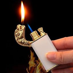 WBD Dragon Magic Double Flame Cigarette Lighter Luminous Cigar Torch Lighters Wind-Proof Steel Gas Lighter Unique Lighter Creative Metal Gift for Men (Multicolor)-picture-16