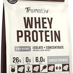 Trunativ Pro Blend Whey Protein | Choco Crunch | 26g Protein & 6g BCAA per Serving | Grass-Fed Isolate & Concentrate| Lab Tested for Purity & Accuracy | No Added Sugar | Supports Muscle Recovery & Strength | 907g (2lbs), Vegetarian-image-22